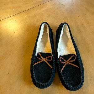 EC worn once black slip on moccasins size 8